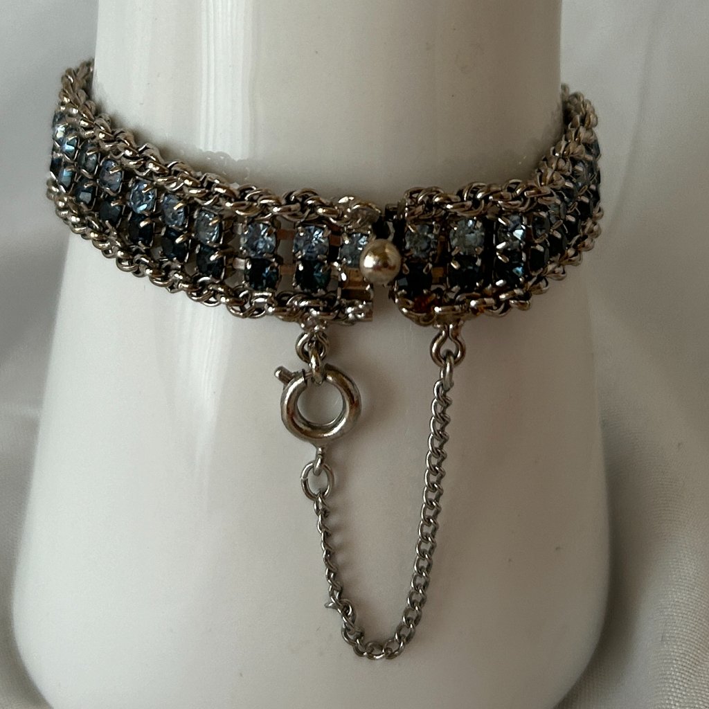Hob Blue Rhinestone And Silver Link Bracelet
